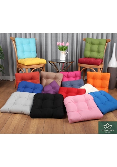 Altınpamuk Altınpamuk Sandalye Minderi Düğme Dikişi Detaylı 40X40Cm Bağcıklı