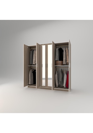 Kenzlife gardırop 6 kapaklı kapılı anemon 180*180*42 crd aynalı gardolap dolap