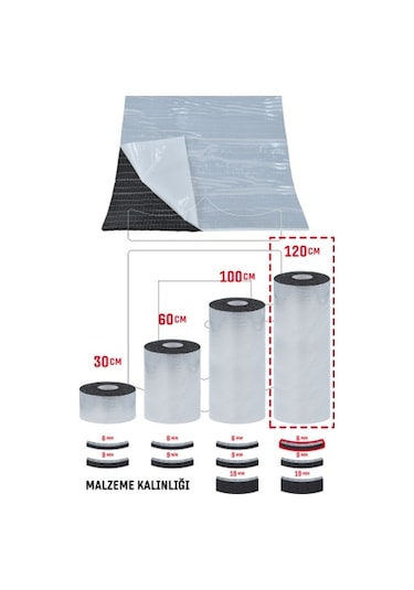 9 Mm X 60 Cm X 5 Mt Oto Yalıtım Malzemesi - Folyolu Isı Ses Yalıtım Süngeri - Alüminyum Takviyeli