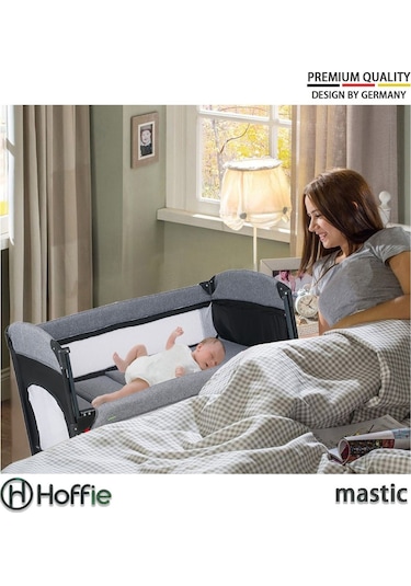 Mastic Anne Yanı Sallanır Cibinlikli Oyun Parkı Bebek Beşik 70x110 Cm Gri - Siyah