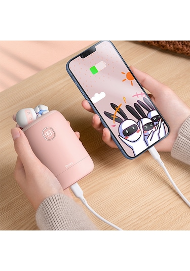 Benks NS03 Dijital Ekran El Isıtıcı Özellikli Aroma Kokulu Powerbank 15W 10000mAh BENKS-TA84714 Pembe