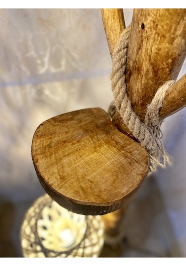 ArtAğaçTasarım Ağaç Lambader Doğal Kütük Köşe Aydınlatma Ahşap Amasya Serisi Jüt