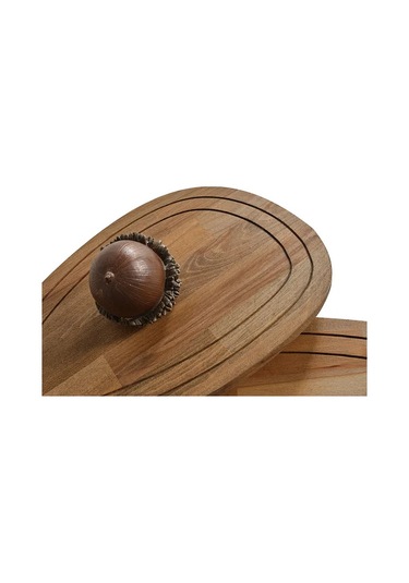 Favdecor Sweet Masif Doğal Ahşap Zigon Sehpa 2'li Set Ceviz