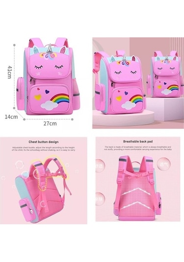 Sevimli Kız Tek Boynuzlu At Okul Çantası Yw45bl Açık Pembe