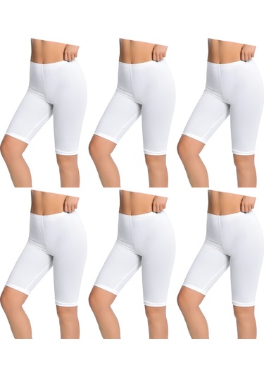 İyteks Kadın Likralı Diz Üstü Tayt 6'lı 1005 Beyaz