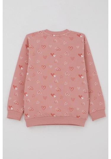 Breeze Kız Çocuk Sweatshirt Kalp Desenli Yazı Baskılı 1.5-5 Yaş, Gülkurusu Gül Kurusu