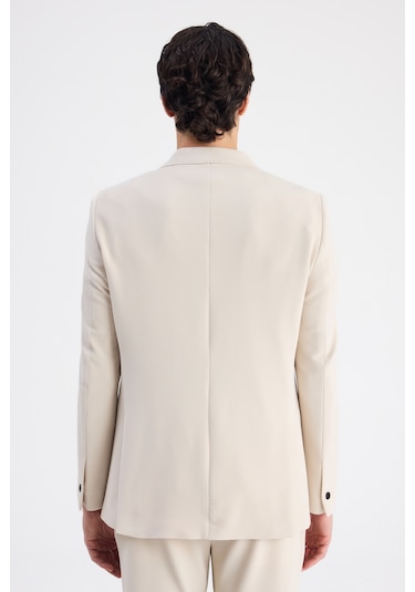 Twn Slim Fit Bej Armürlü Kumaş Ceket 6ec04bb01474m