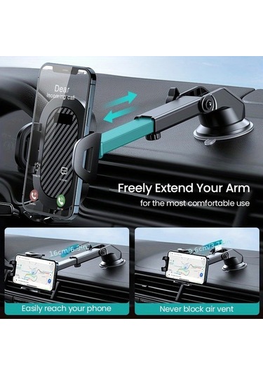 Primepickings Black- Araç Telefon Tutucu Uzun Kollu Emniyetli Telefon Tutucu Sabitleme Aparatı