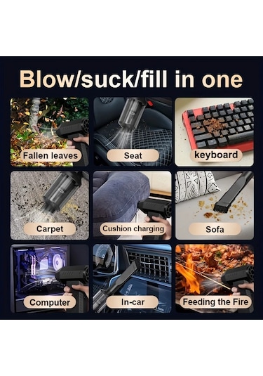 Fochsia Black El Portatif Şarjlı Mini El Fanı Taşınabilir Bilgisayar Klavye Toz Temizleme Araç İçi Kar Küreme