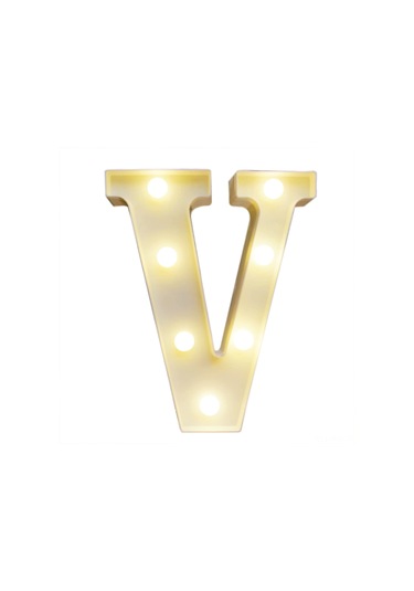 Moveevo Ip54 Su Geçirmez Islak Beyaz Led Harf Lambası V - Pvc Malzeme, 2xaa Pil İle Çalışır, Parti/ev Dekorasyonu İçin Uygun Pil Dahil Değil Diğr