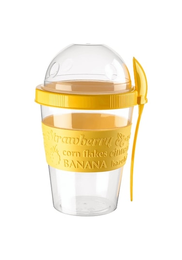 600 Ml Take'N Go Hazneli Kaşıklı Yoğurt Kabı
