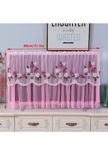 Willowhaven Pembe Tv Örtüsü Manşet Yakalı Toz Geçirmez Plastik Sert Kapak