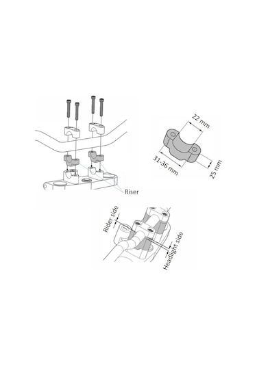 Bay4Global Honda Cbf1000 Fa Gidon Yükseltme 25Mm Gri