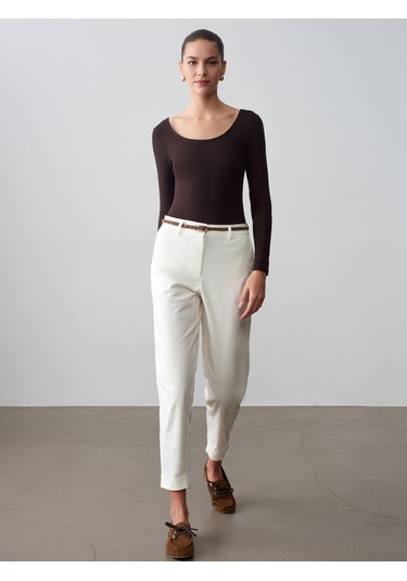 Dilvin 32776 Oval Yaka Bodysuit-koyu Kahve