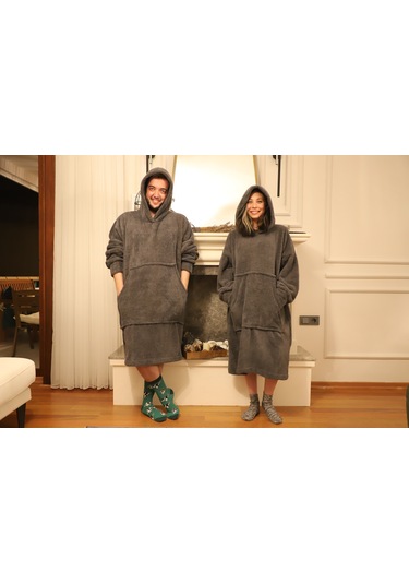 Rokeff Wellsoft Tek Kişilik Giyilebilir Battaniye Antrasit L/XL