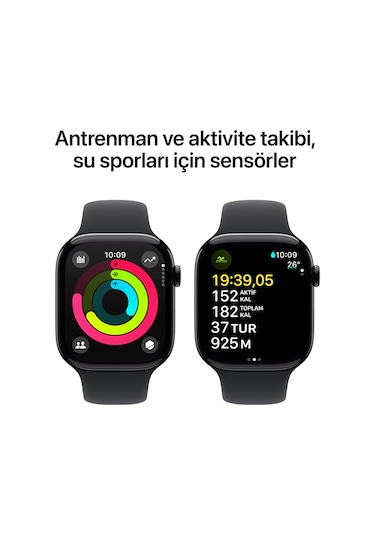 Apple Watch Series 10 GPS + Cellular 46 MM Alüminyum Kasa Spor Kordon S/M Akıllı Saat (Apple Türkiye Garantili)