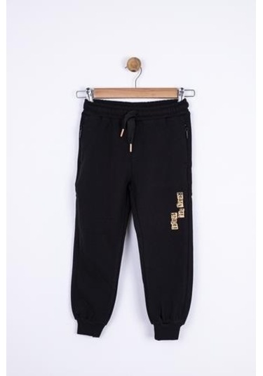 Erkek Çocuk Beli Paçası Lastikli Pamuklu Shape Eşofman Altı-13391-siyah