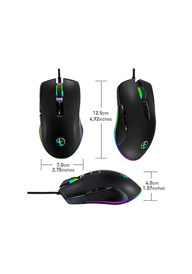 Usb C Fare, Tip C, Ergonomik, Kablolu Fare, Rgb Optik Fare