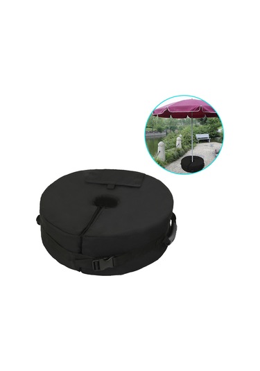 Leezsing Koyu Siyah 48cm Çaplı Dairesel Topuk, 600d Oxford Kumaş, Çantalı Ve Kordonlu, Bahçe, Plaj, Kamp Gölgesi, Çadır Rüzgar Tutan Sabitlastırıcı Ağırlık Torbası Siyah