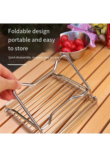 Ulzyvf Taşınabilir Paslanmaz Katlanır Kamp Kamp Izgarası Izgarası Izgarası Gümüş Çelik Ateşi Bb Gümüş