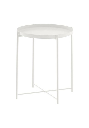 Tepsili Sehpa. Yuvarlak Beyaz Renk Ikea Çıkarılabilir Tepsi - Mod