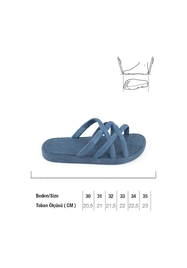 Gezer Yazlık Kaydırmaz Taban Kız Çocuk Terlik Lacivert