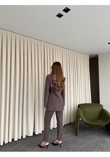 Laluvia Kahverengi Belden Oturtma Blazer Ceket - 9684 Kahverengi