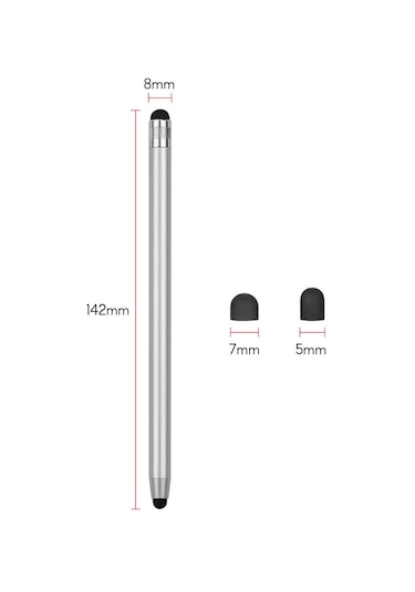 Moveevo 4 Adet Metal Stylus Kalem - Çift Uçlu Silikon Uçlu Dokunmatik Kalemler - Telefon Ve Tablet İçin Hassas Dokunma - 2 Siyah 2 Gümüş