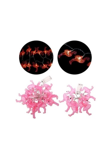 Seçkin Trend 10lu Pilli Led Flamingo Dekoratif Işık Zinciri Aydınlatma 1,5 Mt Çok Renkli