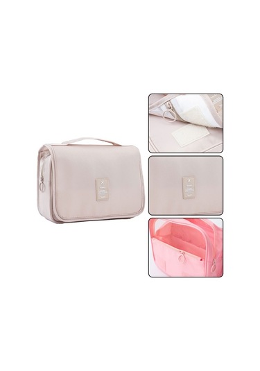 Qisem Taşınabilir Büyük Kapasiteli Kancalı Yıkama Torbası Bej