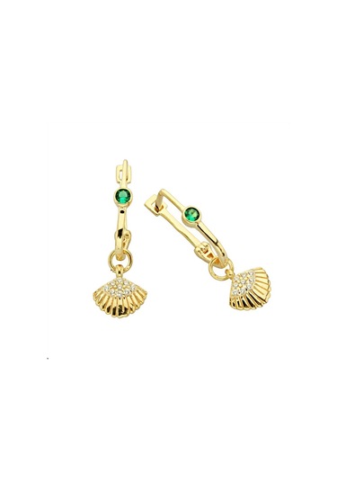 Deniz Kabuğu Taşlı Sallantılı Altın Küpe Kp0005 N11.9170