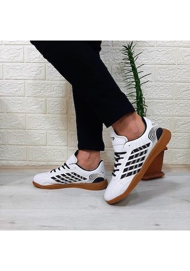 M.p 1351 Beyaz - Siyah Kaymaz Taban Futsal Futbol Ayakkabı 001