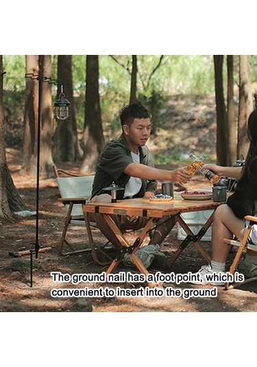 Yifomall Alüminyum Çelik Kamp Işık Rakusu - Masaüstü/toprak Takılıklı 3 Seviye Ayarlanabilir Depolama Rafı Siyah