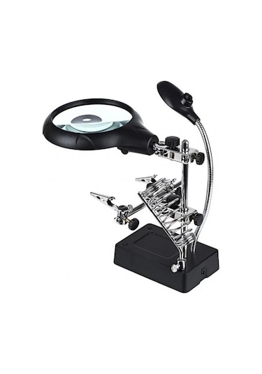 -masa Üstü Mandallı ,2.5x90mm, 7.5x34mm Mercekli ,adaptörlu Işıklı Büyüteç
