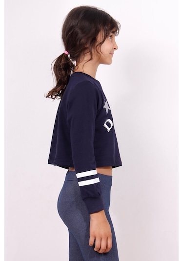 Toontoy Kız Çocuk Yıldızlı Dream Baskılı Sweatshirt Lacivert