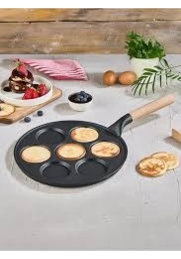 Falez Black Line 28 Cm 7 Göz Döküm Pankek Tava Siyah