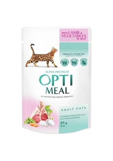 Optimeal Kuzu Etli Sebzeli Jöle Yetişkin Kedi Maması 85 G