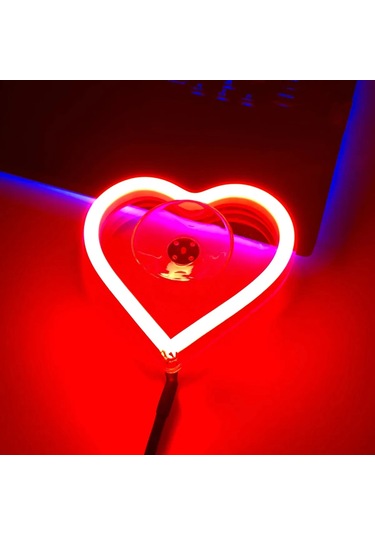 Araba Iç Dekoratif Ortam Işığı Kalp Şeklinde Atmosfer Lamba Neon Renk Red 1 1 Piece Set