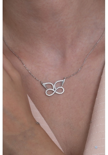 Kanatlı Sonsuzluk Gümüş Kolye Bileklik Seti Hediyelik Ykl33S