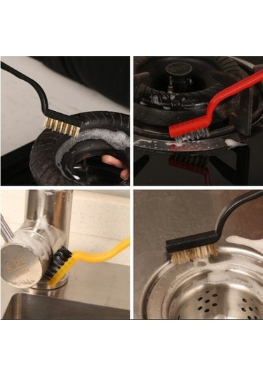 3 Parça Tel Fırça Detaylı Temizlik Seti Çok Renkli