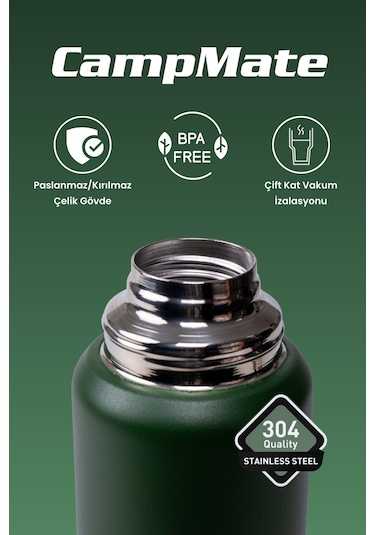 Cooker 750 Ml Çift Kat Paslanmaz Çelik Termos - 24 Saat Sıcak 48 Saat Soğuk Kamp, Outdoor, Piknik, Ofis, Otel, Kafe, Okul, Seyahat Ckr2106 Yeşil