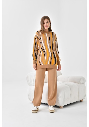 Ftz Women Kadın Zebra Desen İkili Takım Bisküvi 20503-bisküvi Kahverengi