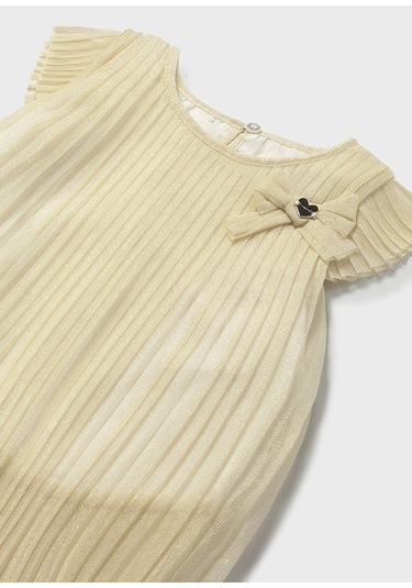 Mayoral 1907 Kız Çocuk Krem Pileli Tül Elbise KREM