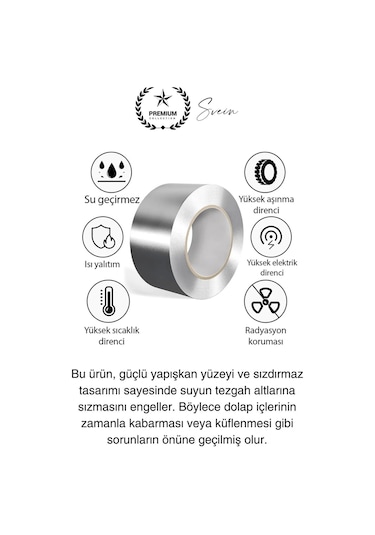 20 Mt Parlak Metalik Gri Tezgah Lavabo Kenar Bandı Sızdırmaz Isıya Dayanıklı Bant Su İzolasyon 1 Ad.