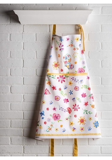 Fastbuy Kadınlar İçin Uzun Bağlı Ayarlanabilir Pamuklu Mutfak Önlüğü 19 Happy Florals Sweety Diğer