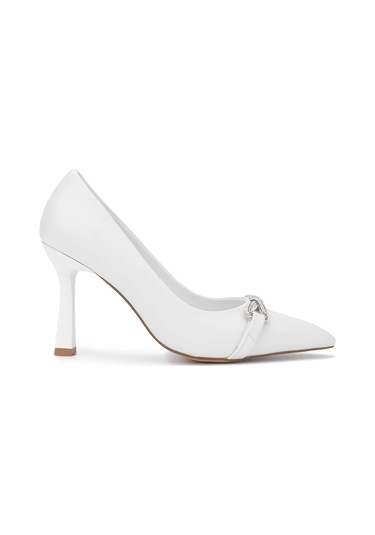 Tamer Tanca Kadın Hakiki Deri Beyaz Topuklu Ayakkabı 1063 134462 Bn Ayk Sk24-25 Beyaz Cılt Beyaz Cilt