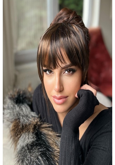 Caş Dekorasyon Takma Kahkül - Kahverengi Balyaj - 2h6 - Uzun Kenarlı