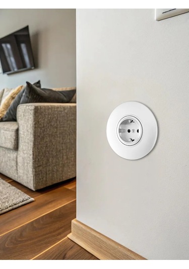 Arte Milano Yuvarlak Tekli Topraklamalı İç Priz 343354597 Set08-1-40-1 White