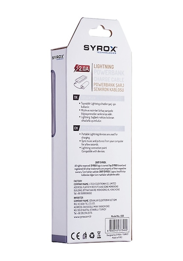 Syrox iPhone Uyumlu 2 Amper Powerbank Kablo - Syx-C68