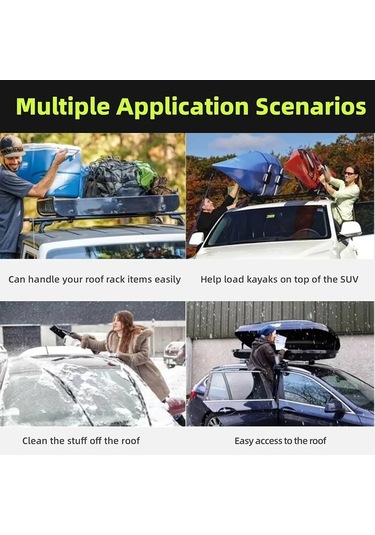 Elmpaly Araç Kapı Basamağı Gümüş, Katlanır Alüminyum Çatı Merdiveni Çoğu Araç Suv Kamyon İçin